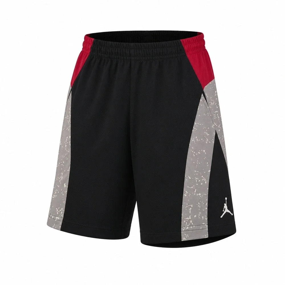Jordan Basketball Shorts Mens Large Black Red Grey Cement Print Jumpman Mesh L